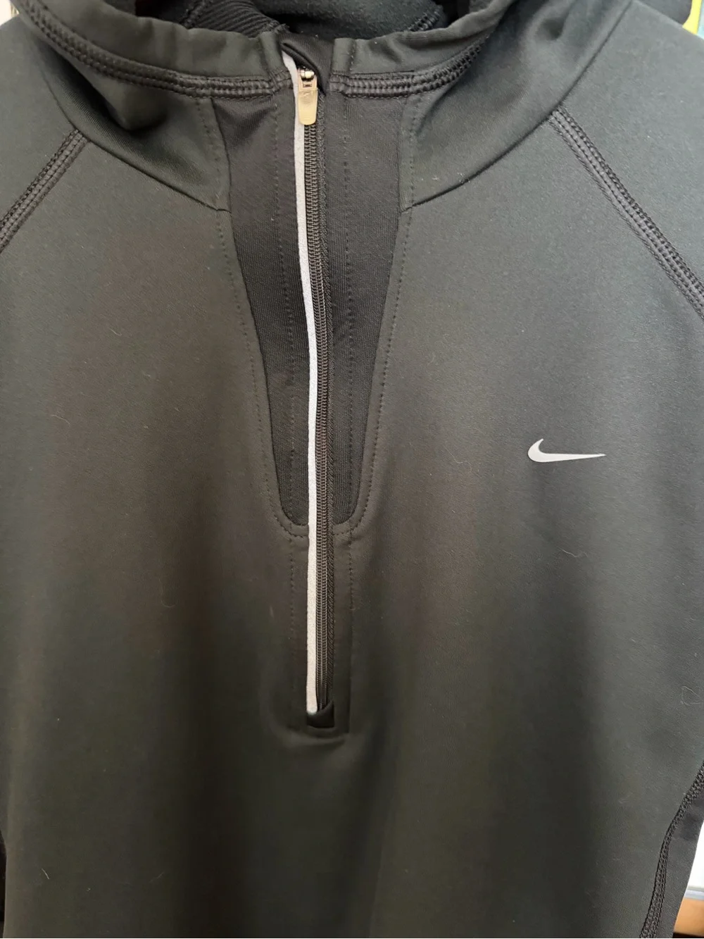 Nike 1/2 zip black pullover hoodie large Athleisure‎ casual fleece lined active